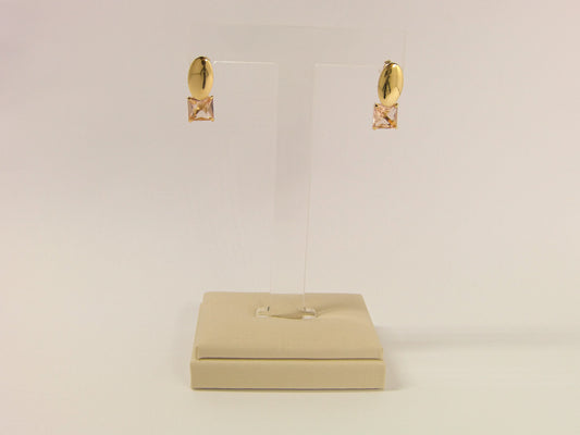 BRINCO OVAL PEDRA PÊSSEGO