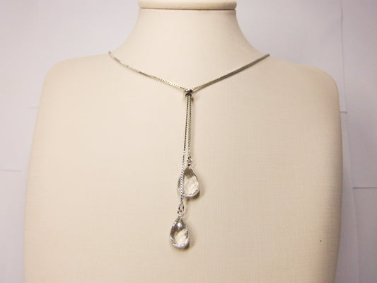 COLAR GRAVATA DUAS GOTAS CRISTAL PLATINA